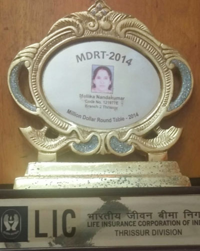 nandakumar lic financial planner mdrt tcr2 2014 awards